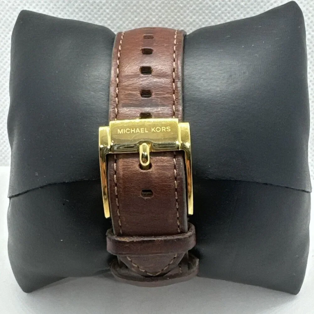 Michael Kors MK2249 Women's Brown Leather Gold Analog Dial Quartz Watch JNA626